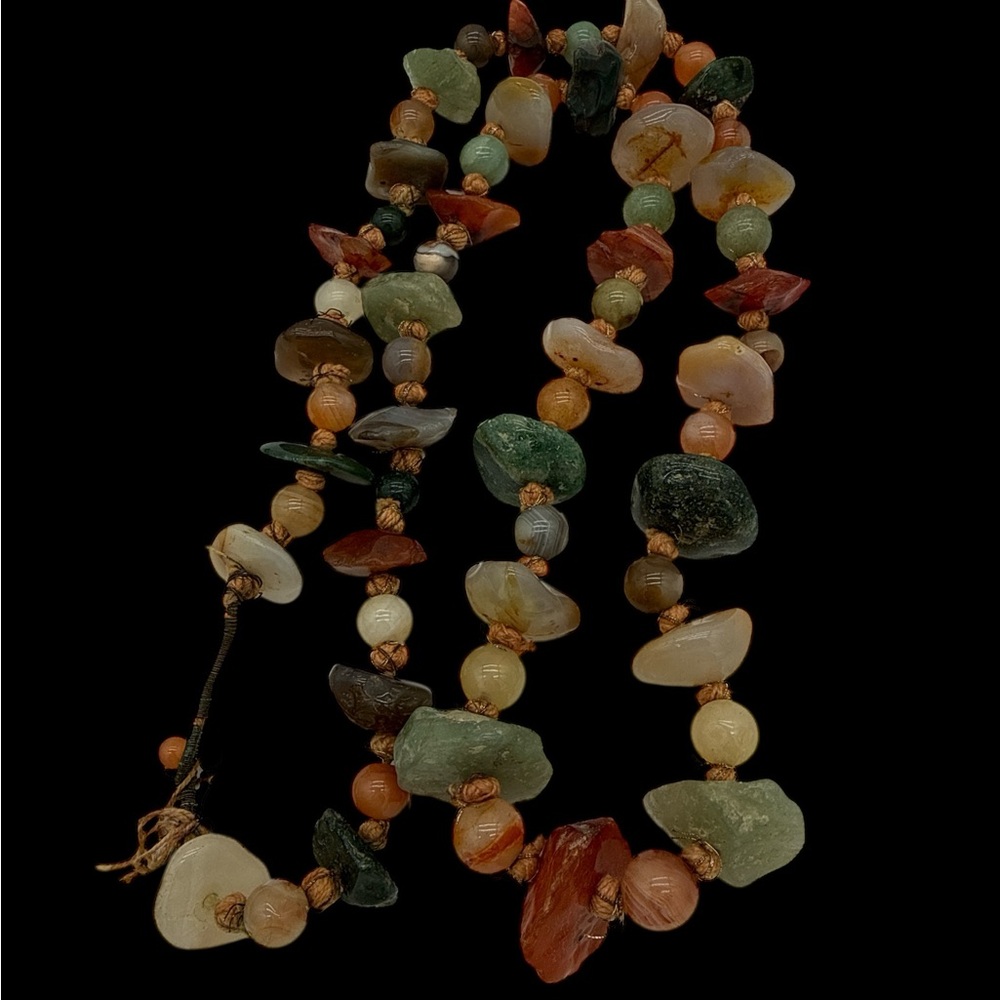 Beggars Beads Chunky Stone Beaded Necklace - Chunky Agate Family- 34”- 233 grams - Picture 3 of 15